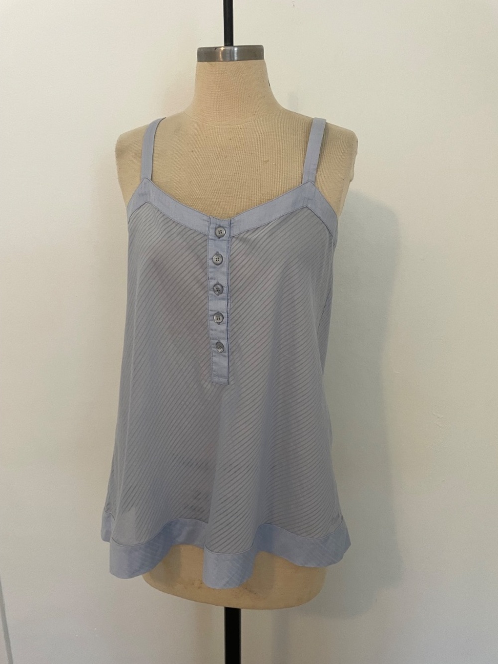 Chloé Light Blue Button Camisole Tank Top, Embroidered Logo Womens 44 (Large)